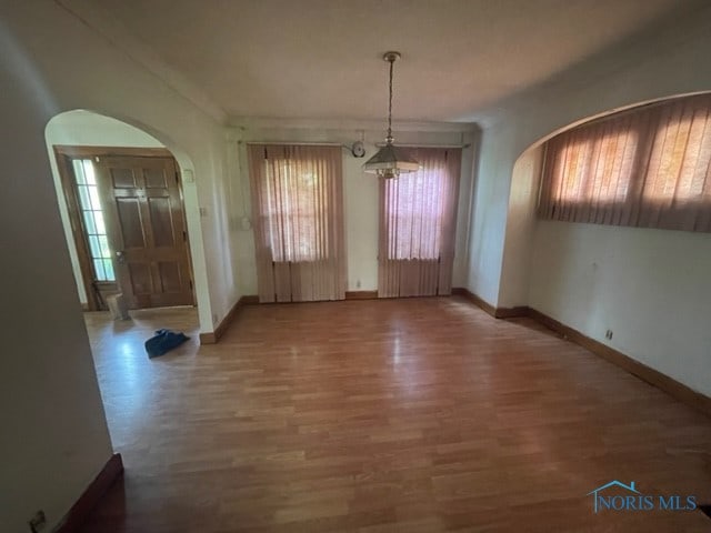 spare room with dark wood-type flooring