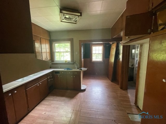 kitchen with light hardwood / wood-style floors