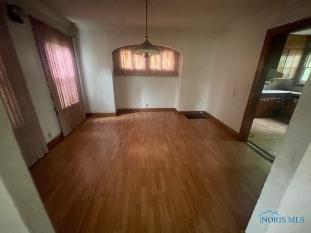 unfurnished room with plenty of natural light and wood-type flooring