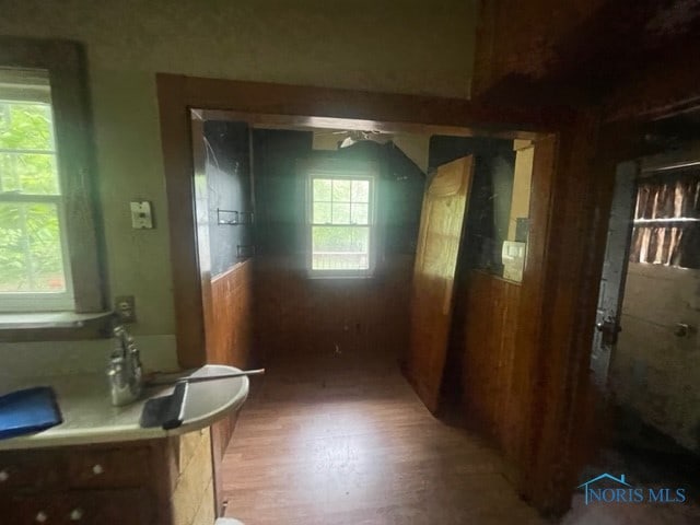 hallway with light wood-type flooring