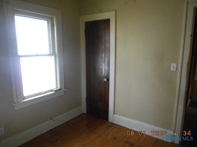 unfurnished room featuring dark wood-type flooring and a wealth of natural light