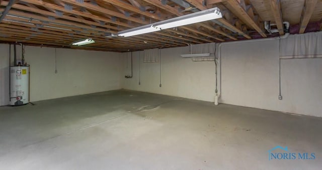 basement featuring gas water heater