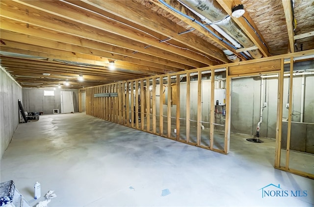 basement featuring gas water heater