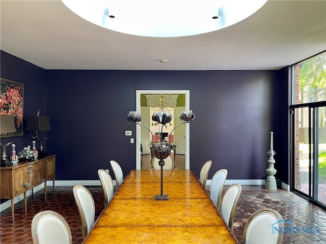 dining area with expansive windows