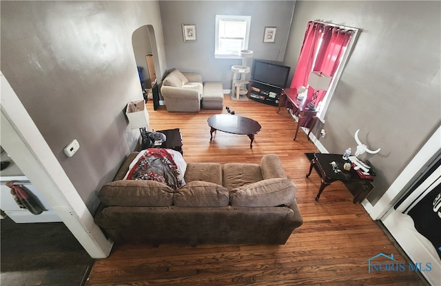 living room featuring light hardwood / wood-style flooring