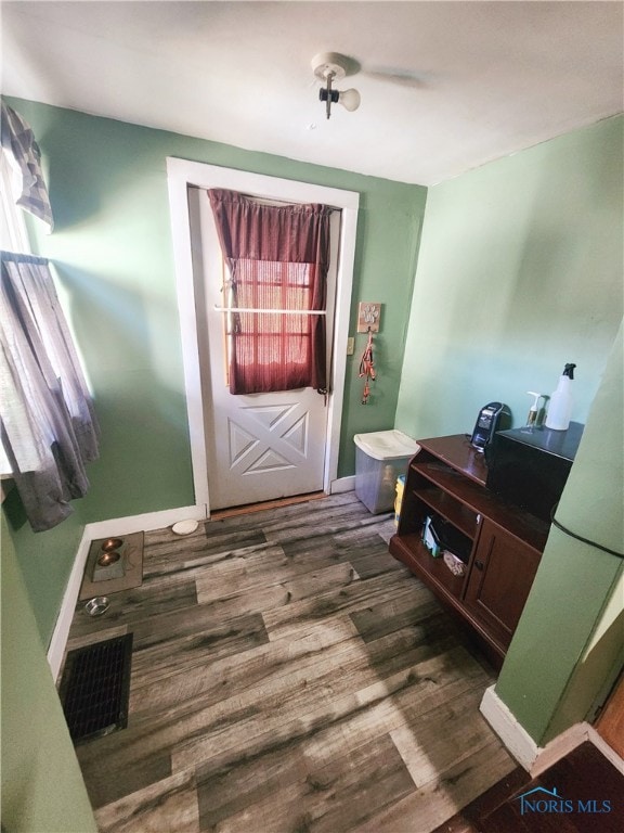 doorway featuring dark hardwood / wood-style floors and a wealth of natural light