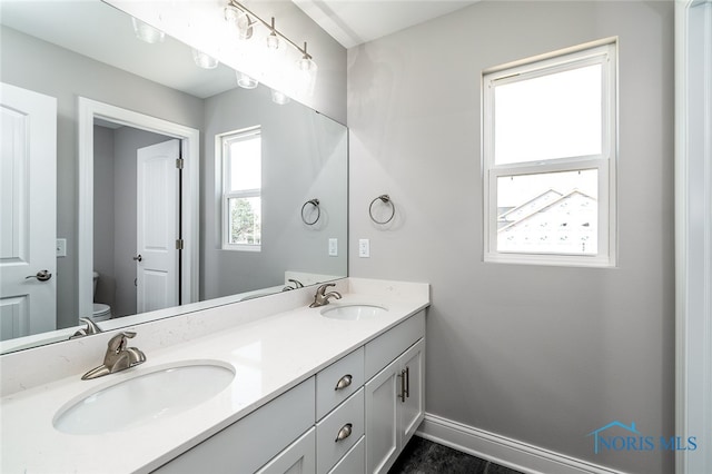 bathroom with vanity and toilet