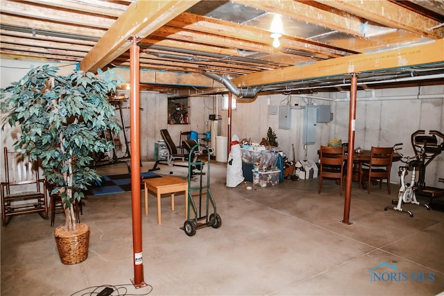 basement featuring electric panel