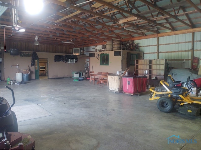 garage with a garage door opener