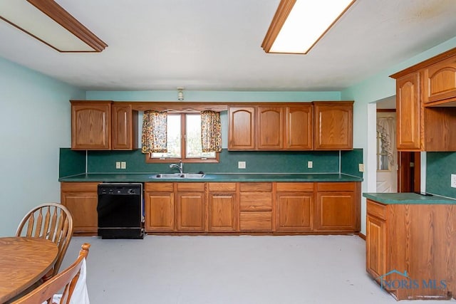 kitchen featuring decorative backsplash, dishwasher, and sink