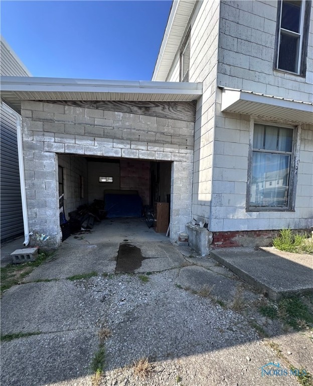 view of garage