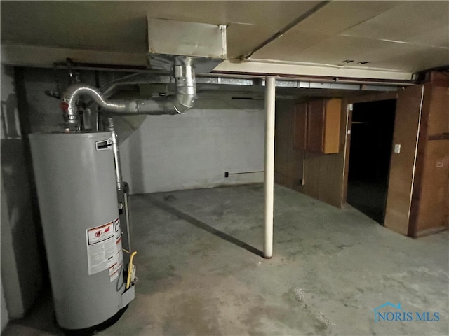 basement with water heater