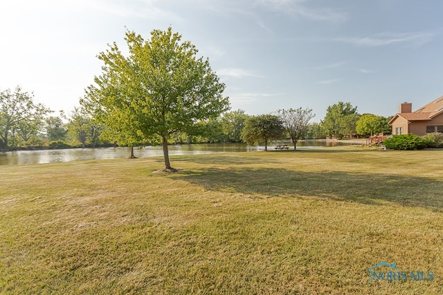 view of yard featuring a water view