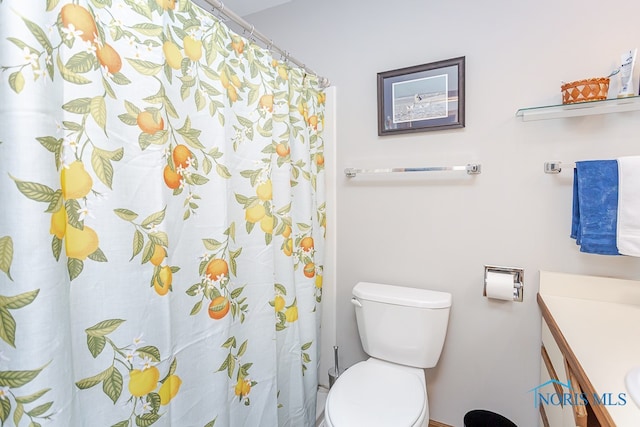 bathroom with toilet and vanity