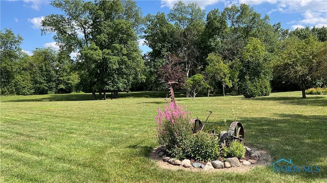 view of property's community with a lawn