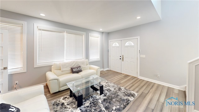 living room featuring light wood-type flooring