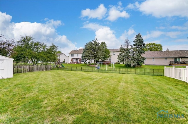 view of yard with a playground