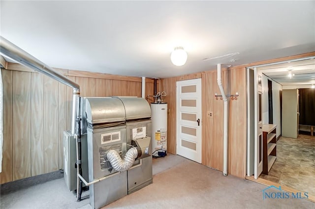 utility room with water heater