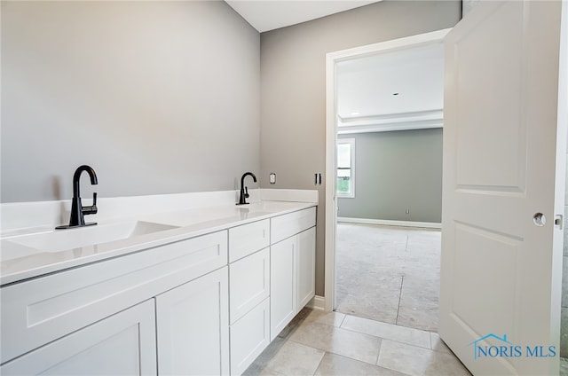 bathroom featuring vanity and tile patterned flooring