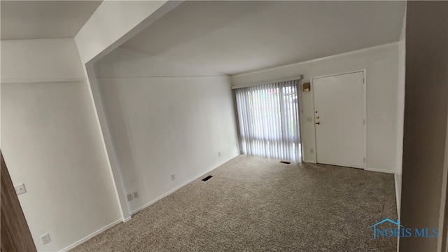 view of carpeted foyer entrance