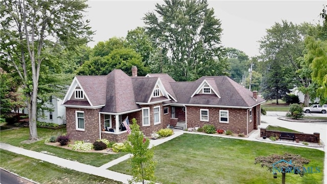 craftsman inspired home featuring a front lawn