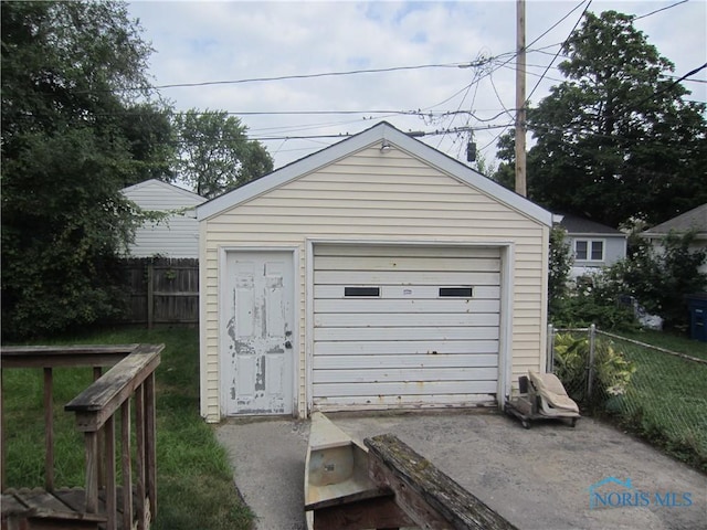 view of garage