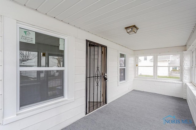 view of unfurnished sunroom