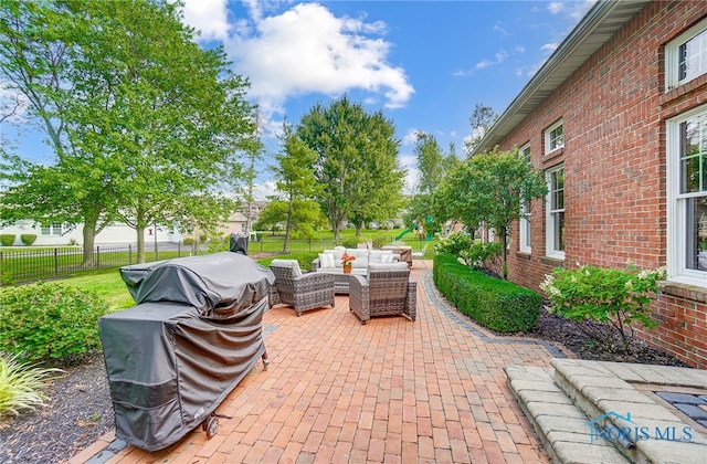 view of patio featuring an outdoor living space