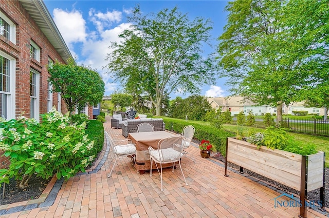 view of patio featuring an outdoor living space