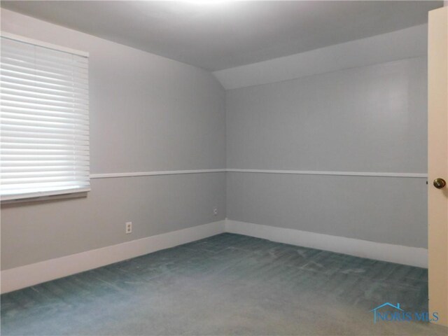 empty room with carpet floors and lofted ceiling