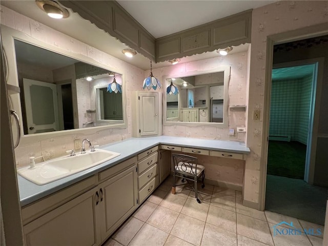 bathroom featuring vanity and tile patterned floors