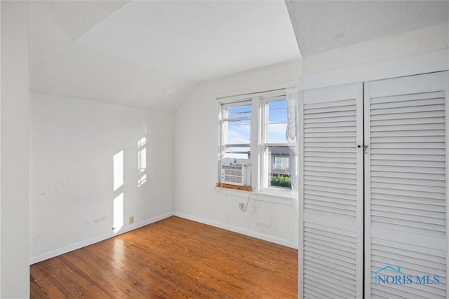 additional living space with vaulted ceiling and wood-type flooring