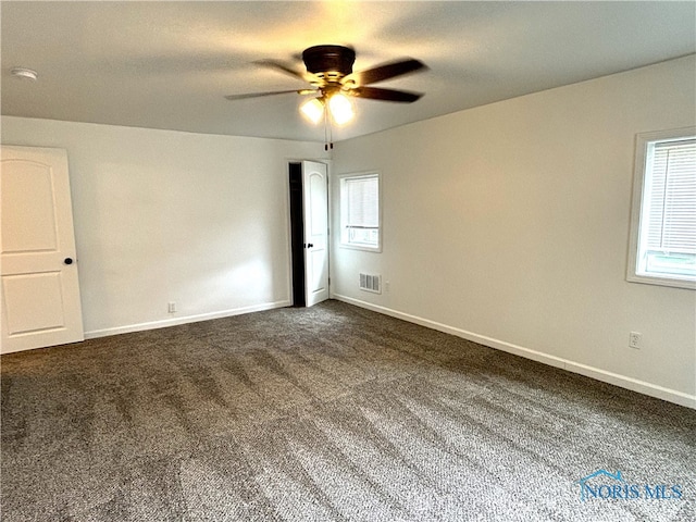 empty room featuring a wealth of natural light and carpet flooring