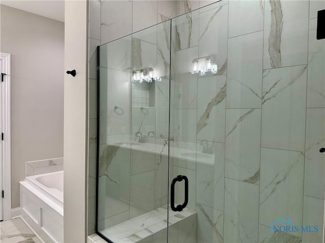 bathroom with plus walk in shower