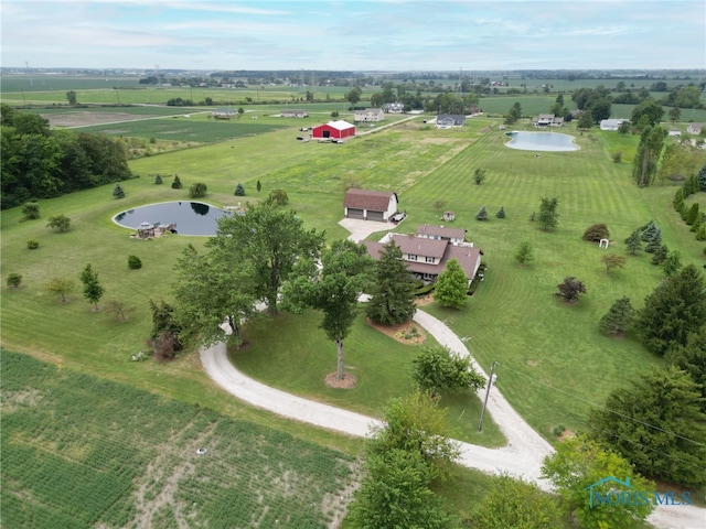 drone / aerial view with a rural view