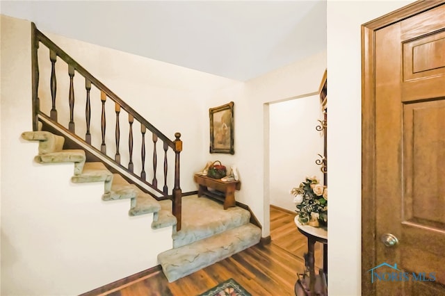 foyer entrance featuring hardwood / wood-style floors