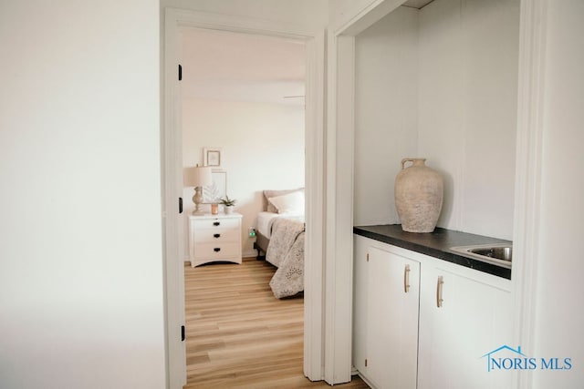 interior space featuring light hardwood / wood-style flooring and sink