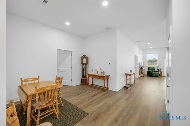 dining room with light wood-type flooring