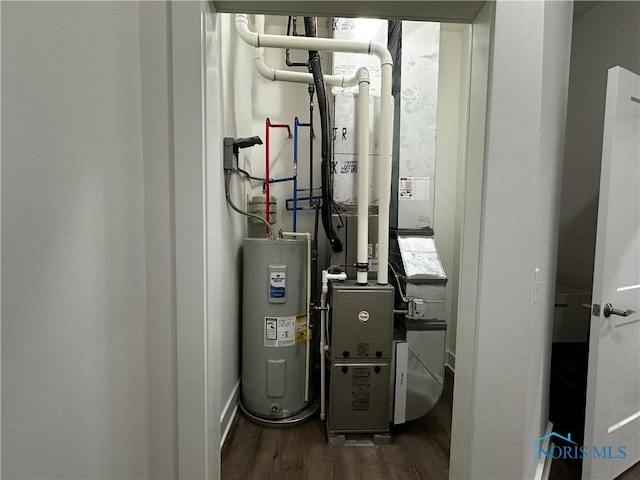 utility room with water heater