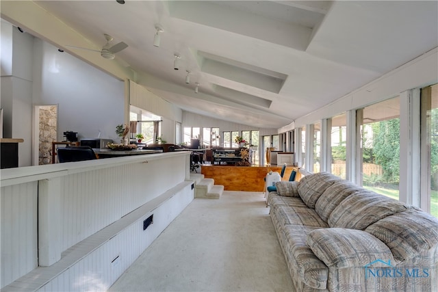 reception area with ceiling fan