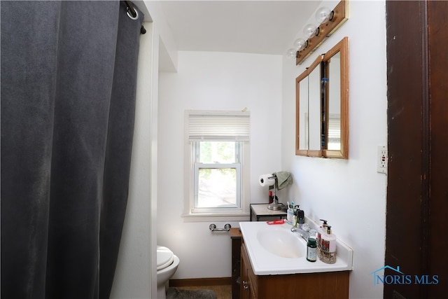 bathroom with toilet and vanity