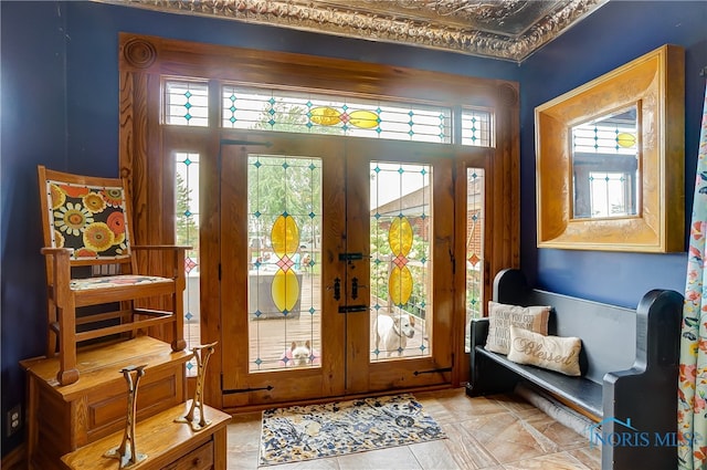 doorway to outside featuring french doors