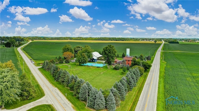 drone / aerial view with a rural view