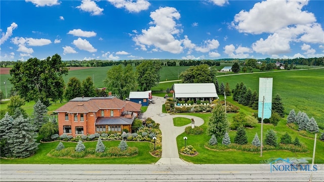 aerial view featuring a rural view