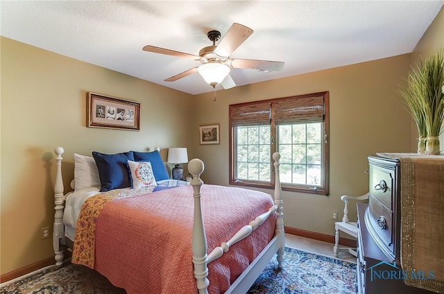 bedroom featuring ceiling fan