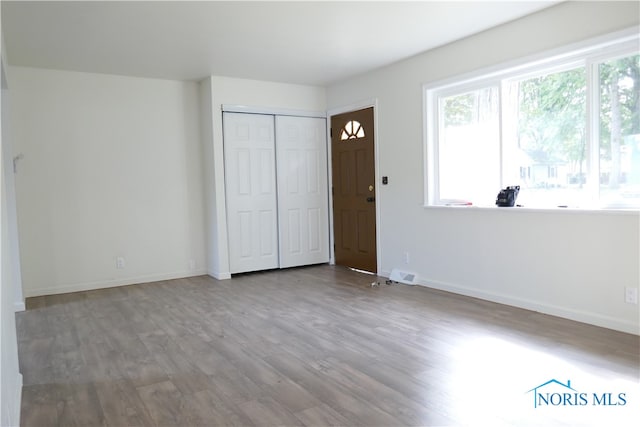 entrance foyer with light hardwood / wood-style floors