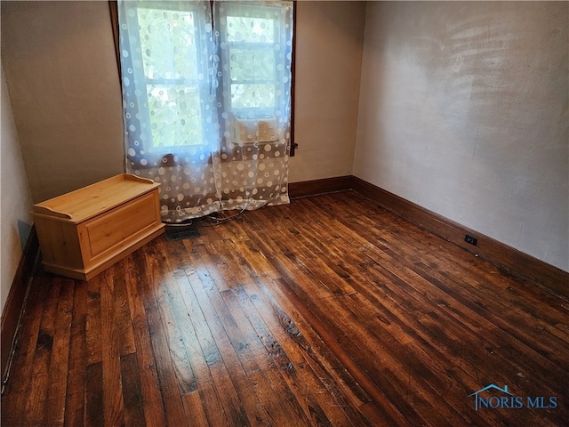 unfurnished room featuring dark wood-type flooring