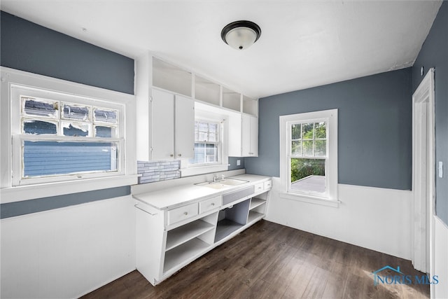 mudroom featuring dark hardwood / wood-style floors and sink