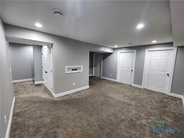 basement featuring carpet floors