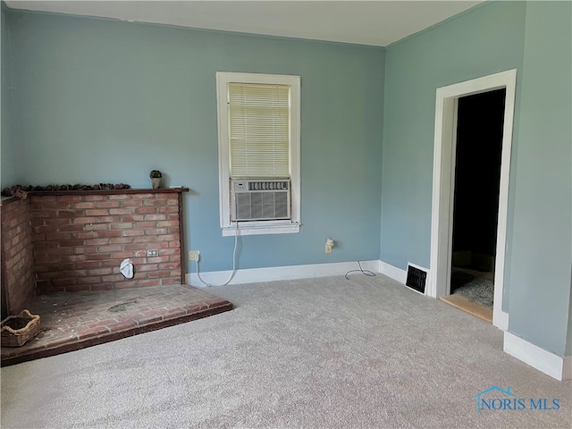 interior space featuring cooling unit and carpet flooring